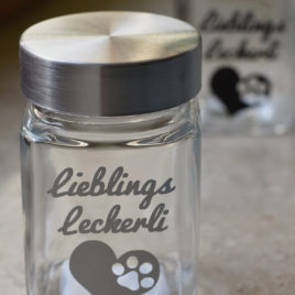 Leckerli/Keks Glas, silber