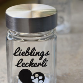 Leckerli/Keks Glas, schwarz